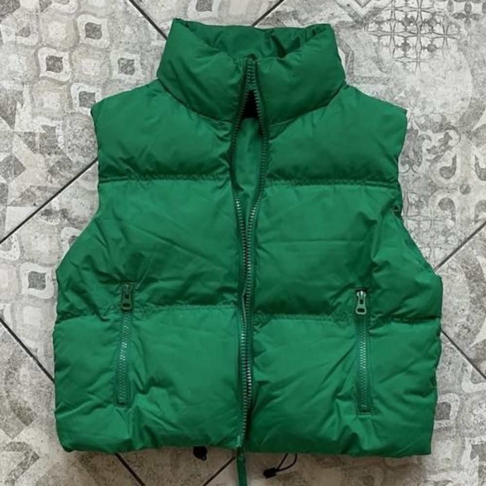 Woman's Green Puffer Vest.